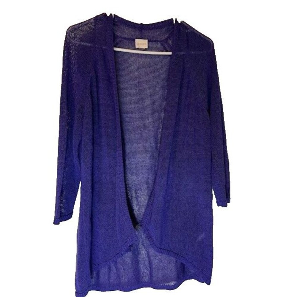 Chico's Cardigan Sz S/M Open Purple Cotton/Nylon Open Weave Business Casual *RE